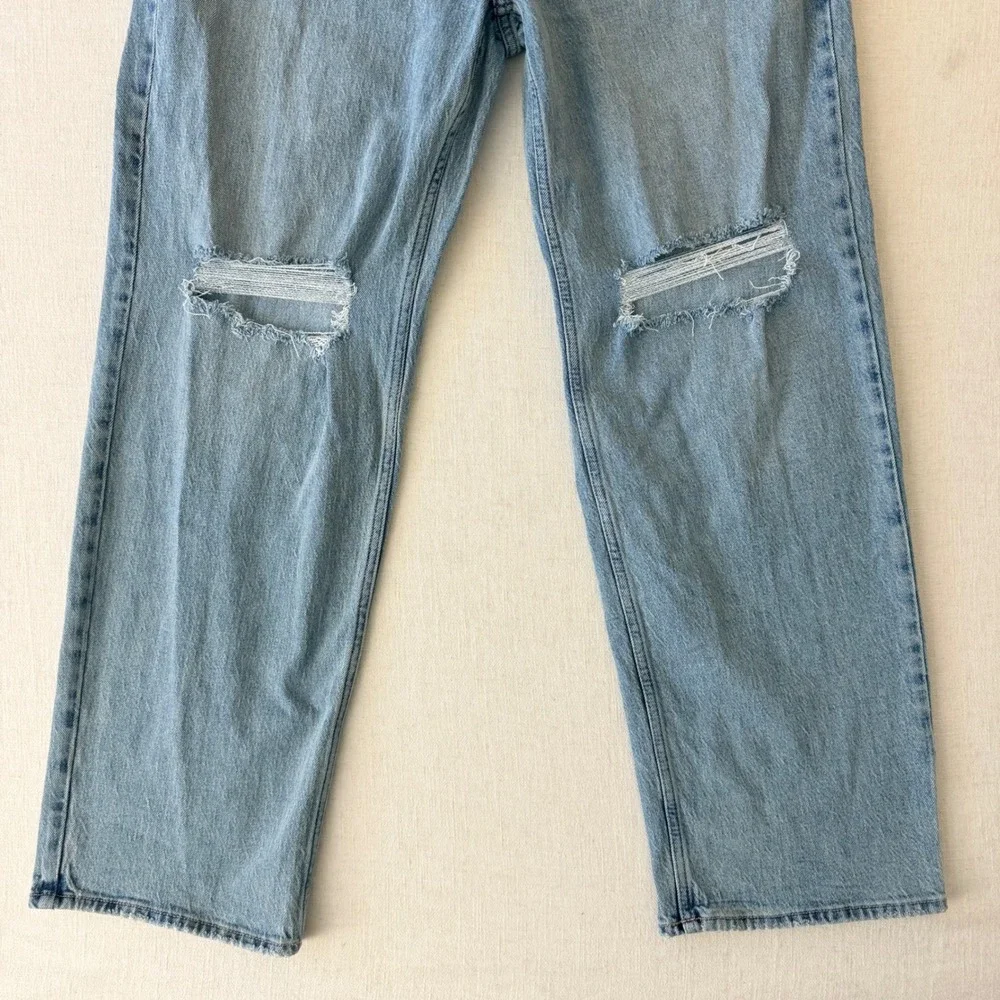 Hollister Baggy Jeans Mens 34x32 Light Wash Distressed Ripped Skater Denim